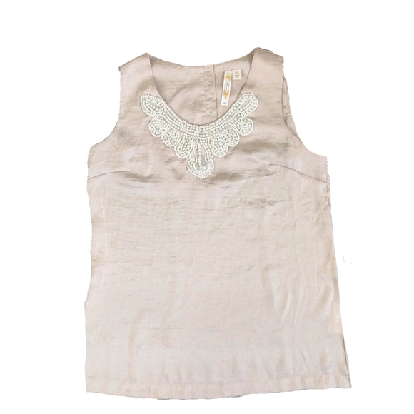 Adiva Tops - ADIVA SILKY PEARL EMBELLISHED FRONT SLEEVLESS TOP